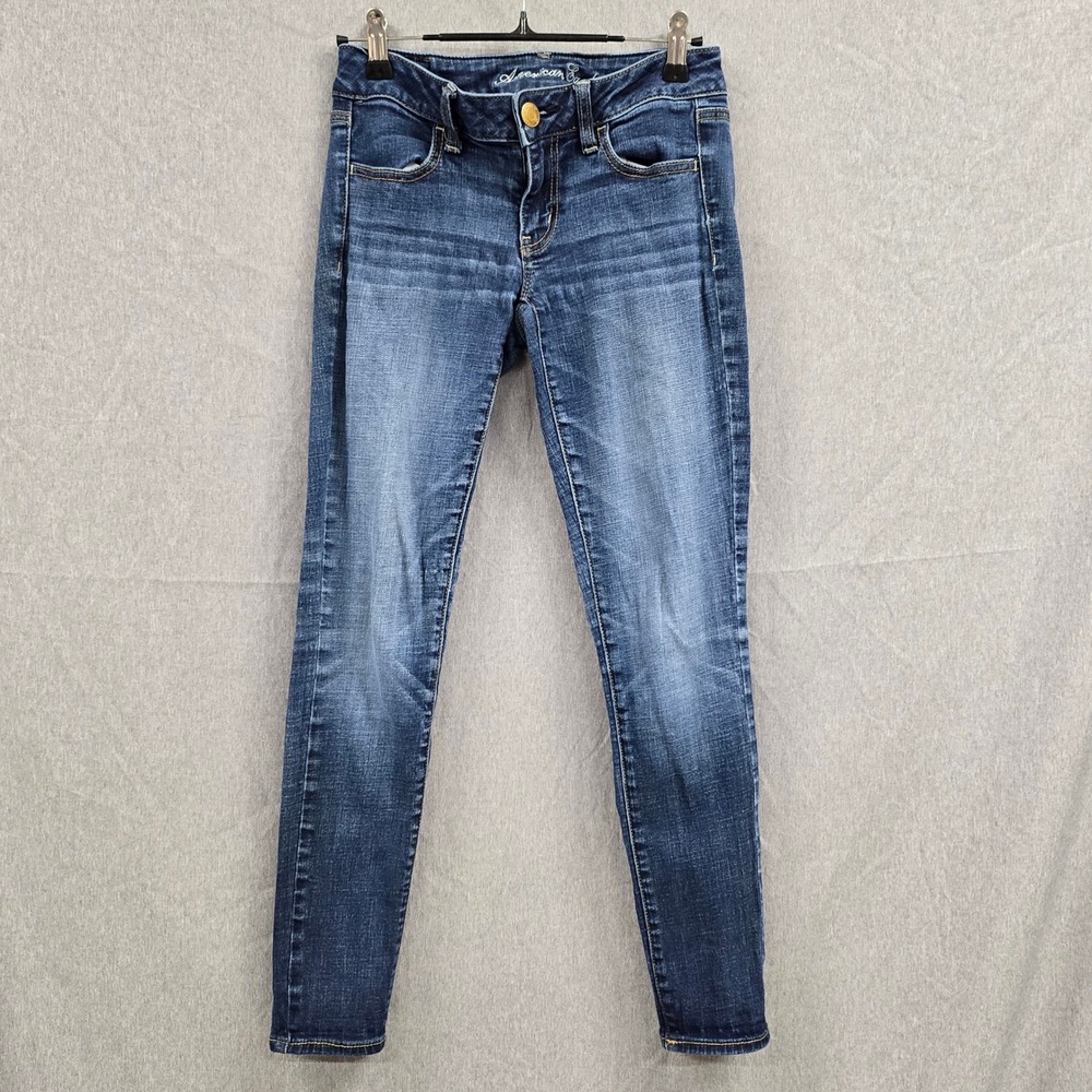 American Eagle‎ Super Stretch Jegging Womens 2 Short Blue Denim Skinny Jeans 536